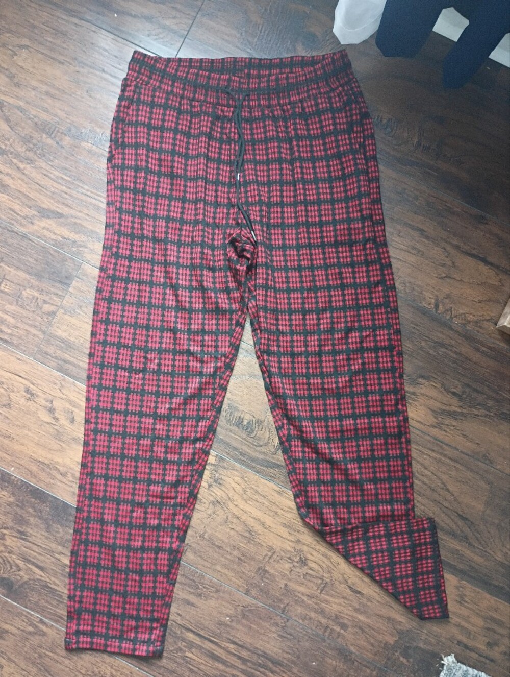 Red And black Plaid Drawstring Pants - Size XL